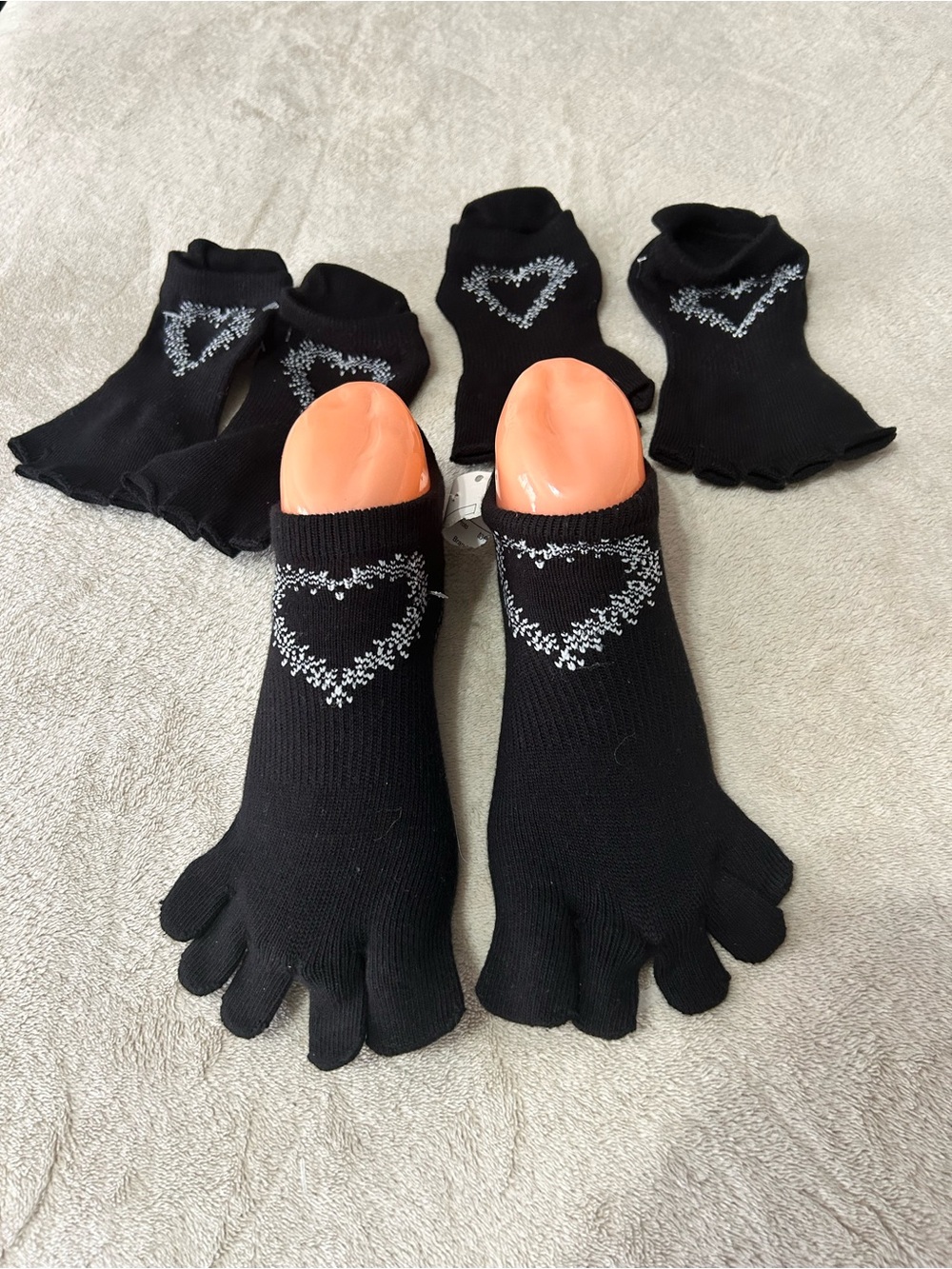 ToeSox Grip Socks set of 3 Sz Small Shoe Size 6-8 Non Slip 2 Pilates Yoga Barre